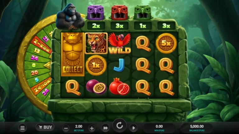 Gorilla Fortune Punch slot gameplay with symbols on a 5x3 board