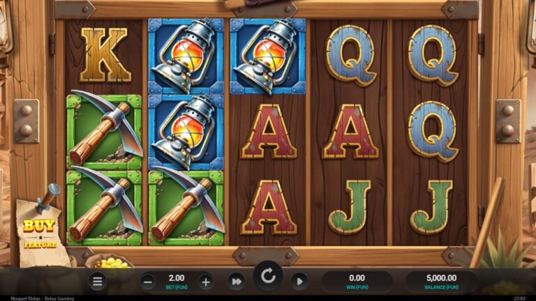 Nugget Ridge slot gameplay with symbols on a 5x3 board