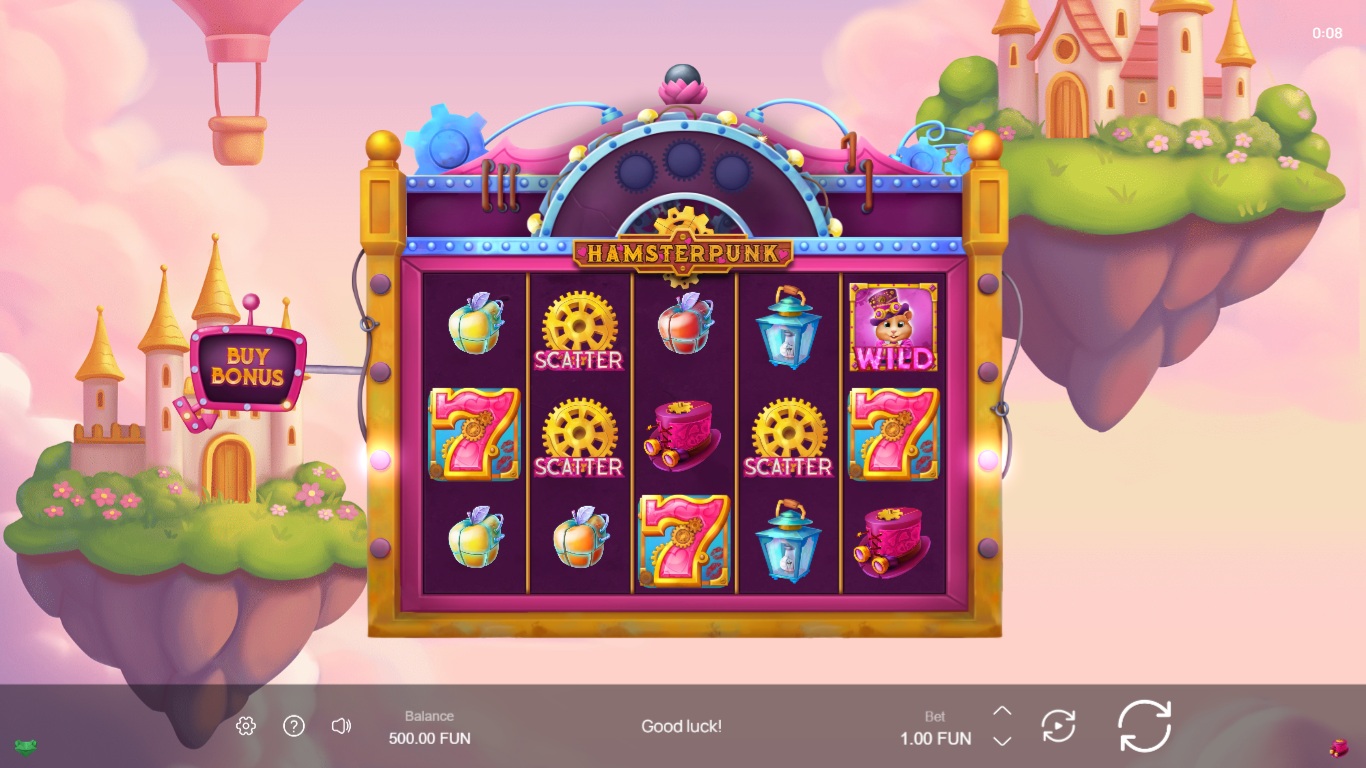 Hamsterpunk Wheel of Love slot gameplay showing symbols on a 5x3 board