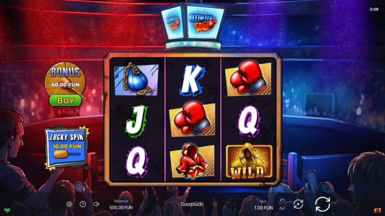 Ultimate KO slot gameplay showing symbols on a 3x3 board