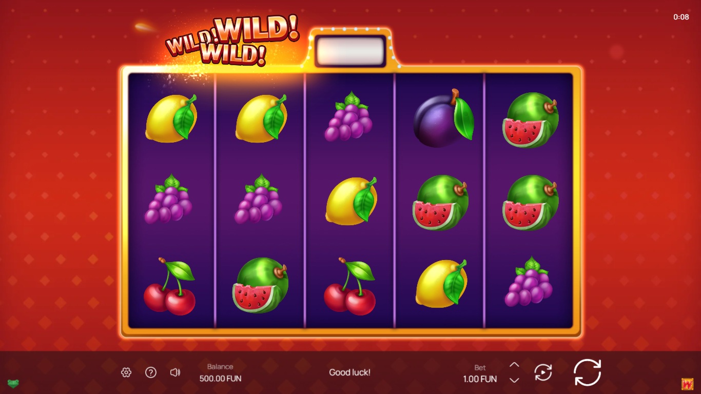 Wild! Wild! WILD! slot gameplay showing symbols on a 5x3 board
