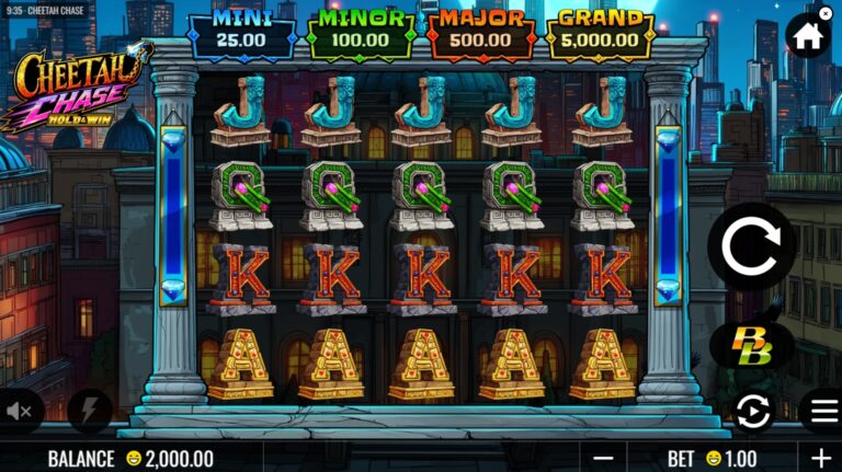 Cheetah Chase slot gameplay showing symbols on a 5x4 board