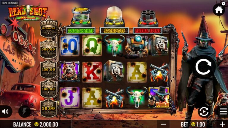 Deadshot slot gameplay showing symbols on a 5x3 board