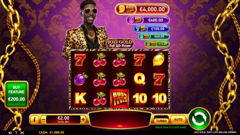 Jozi Gold: Soft Life Deluxe slot gameplay showing symbols on a 5x3 board