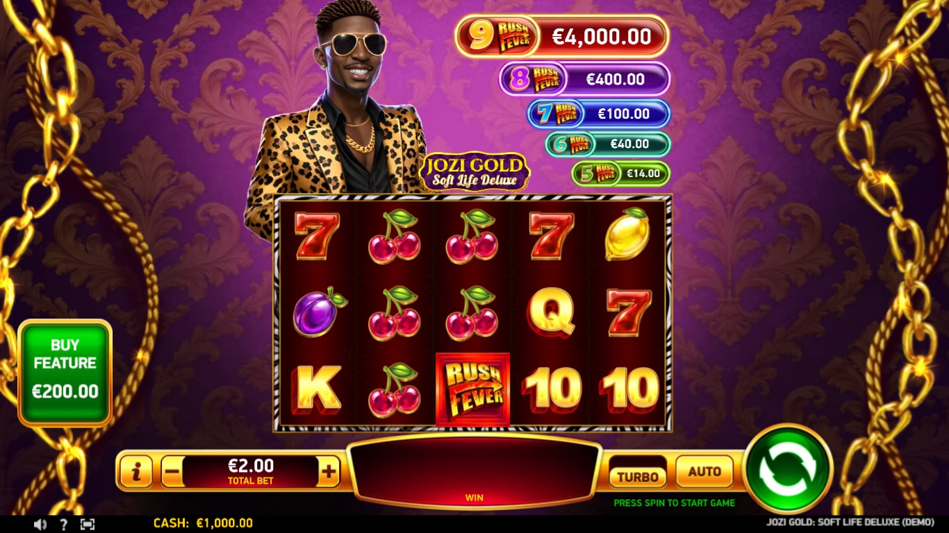 Jozi Gold: Soft Life Deluxe slot gameplay showing symbols on a 5x3 board