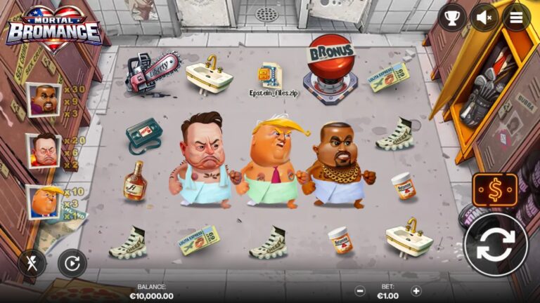 Mortal Bromance slot gameplay showing symbols on a 5x4 board