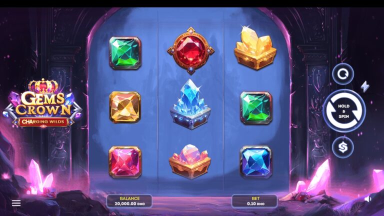 Gems Crown - Charging Wilds slot gameplay showing symbols on a 3x3 board