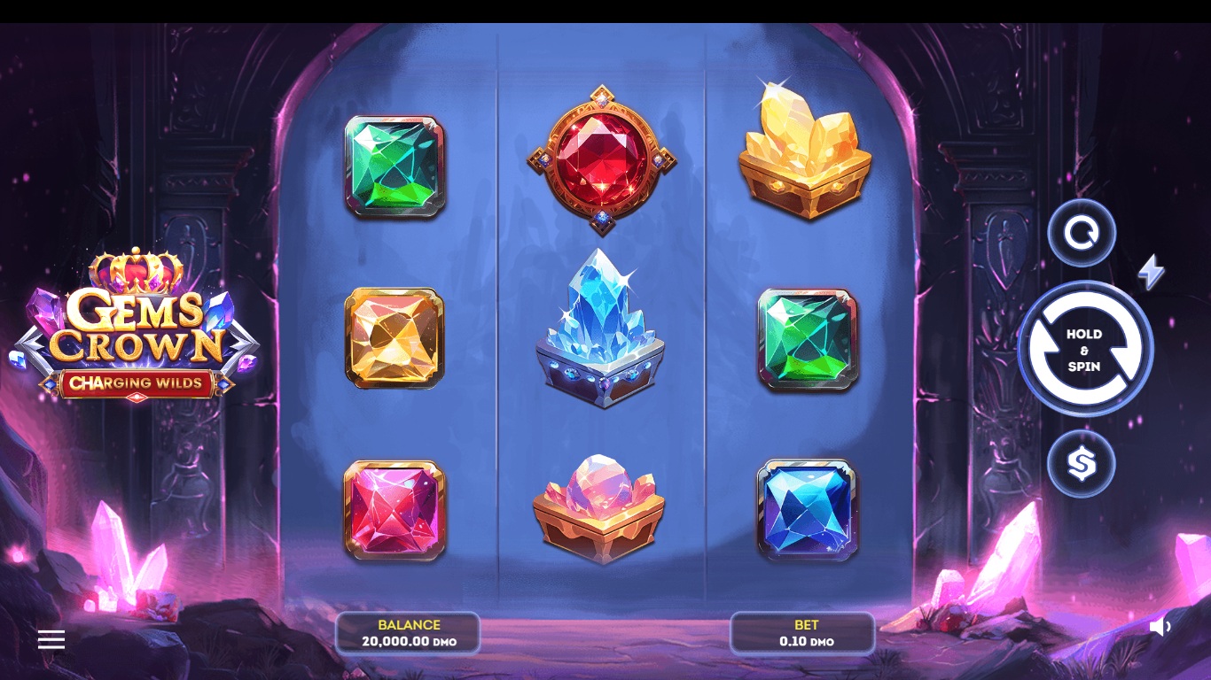 Gems Crown - Charging Wilds slot gameplay showing symbols on a 3x3 board