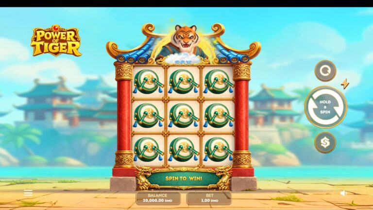 Power of Tiger slot gameplay showing symbols on a 3x3 board
