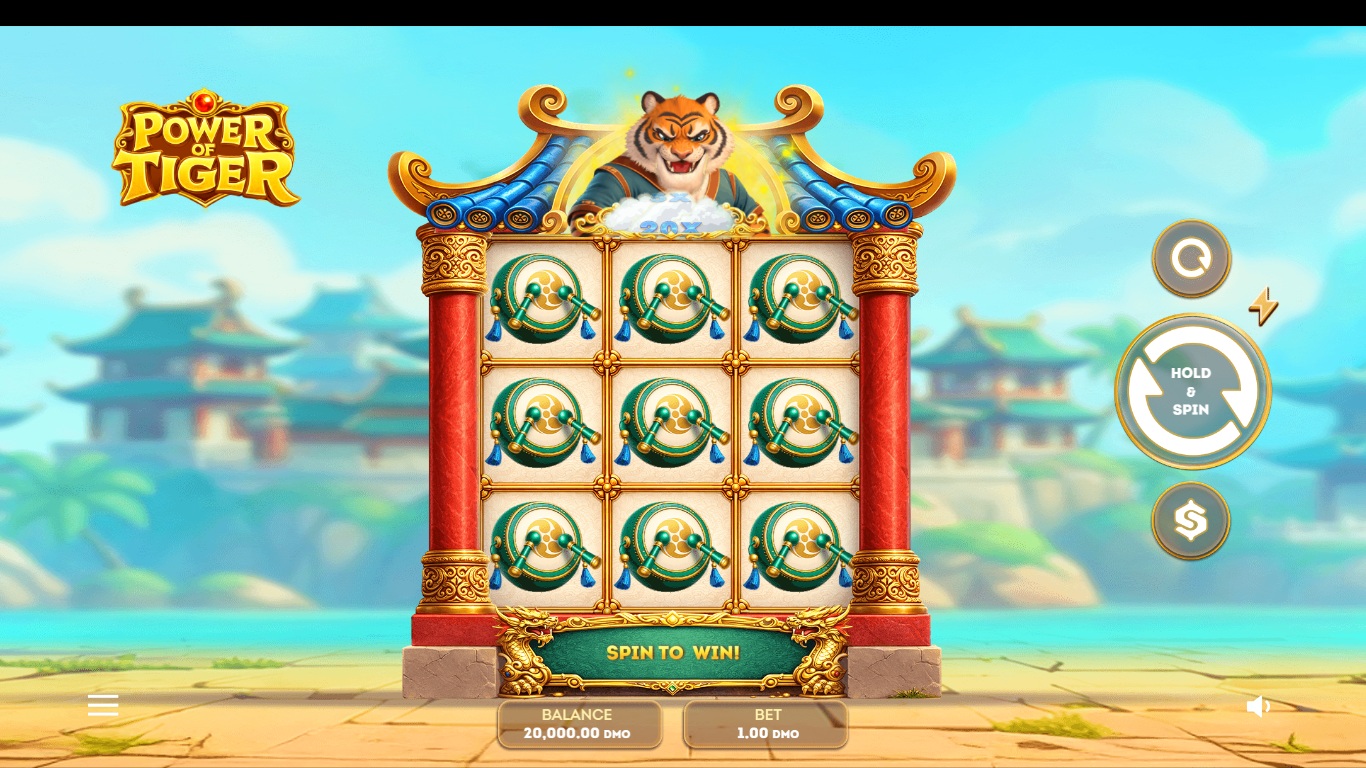 Power of Tiger slot gameplay showing symbols on a 3x3 board