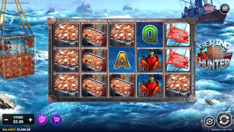 Bering Hunter slot gameplay showing symbols on a 5x3 board