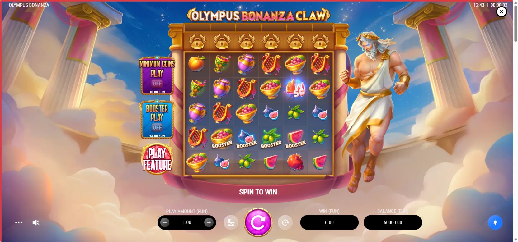 Olympus Bonanza Claw full landscape gameplay screen