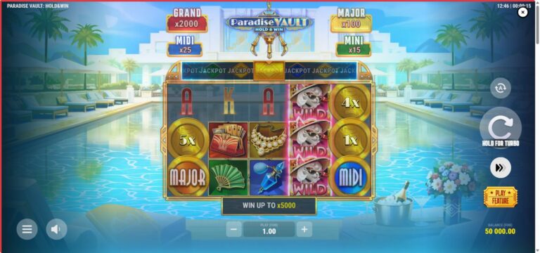 Paradise Vault full landscape gameplay screen