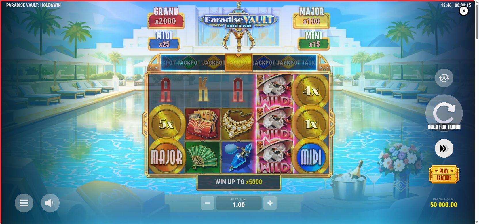 Paradise Vault full landscape gameplay screen