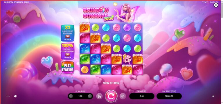 Rainbow Bonanza 2000 full landscape gameplay screen