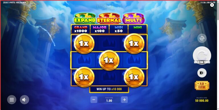 Zeus 3 Pots Hold Win full landscape gameplay screen