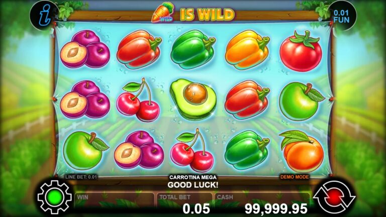 Carrotina Mega gameplay with colorful vegetables, fruit and an avocado Scatter