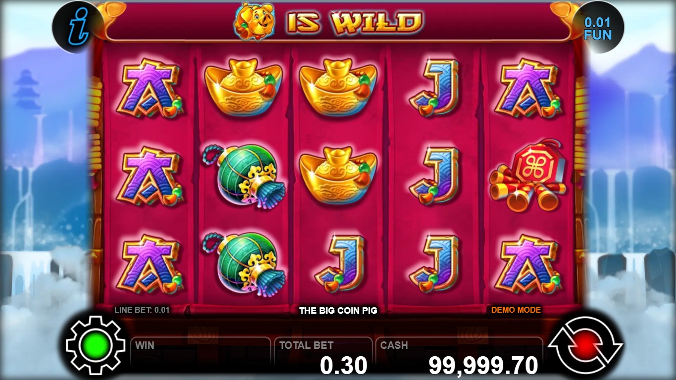 The Big Coin Pig gameplay with Asian-themed reels, a pig Wild and gold ornaments