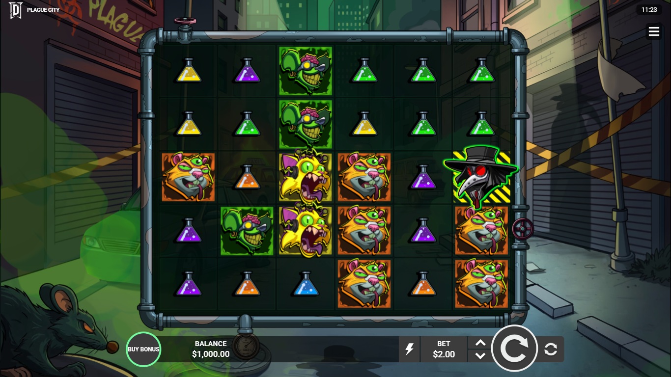 Plague City gameplay on its six by five mutant and chemical flask grid