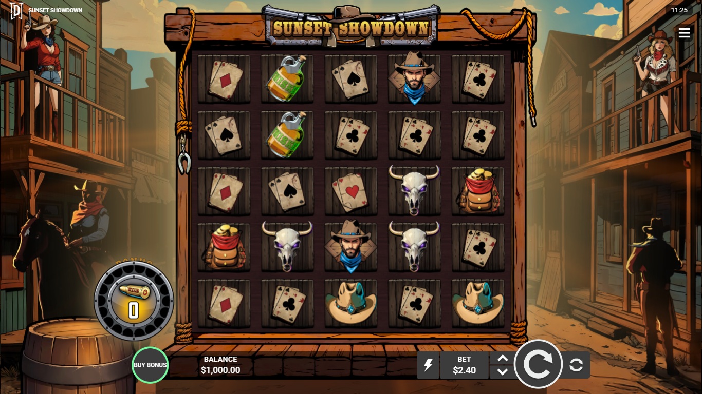 Sunset Showdown slot gameplay screenshot