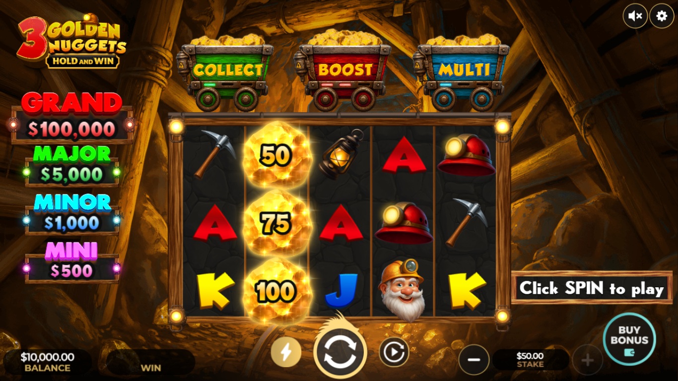 3 Golden Nuggets slot gameplay by Dragon Gaming