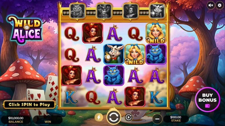Wild Alice slot gameplay by Dragon Gaming