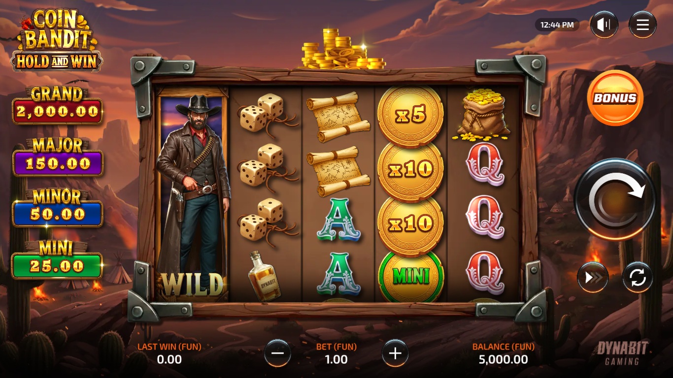 Coin Bandit: Hold and Win slot gameplay by Dynabit Gaming