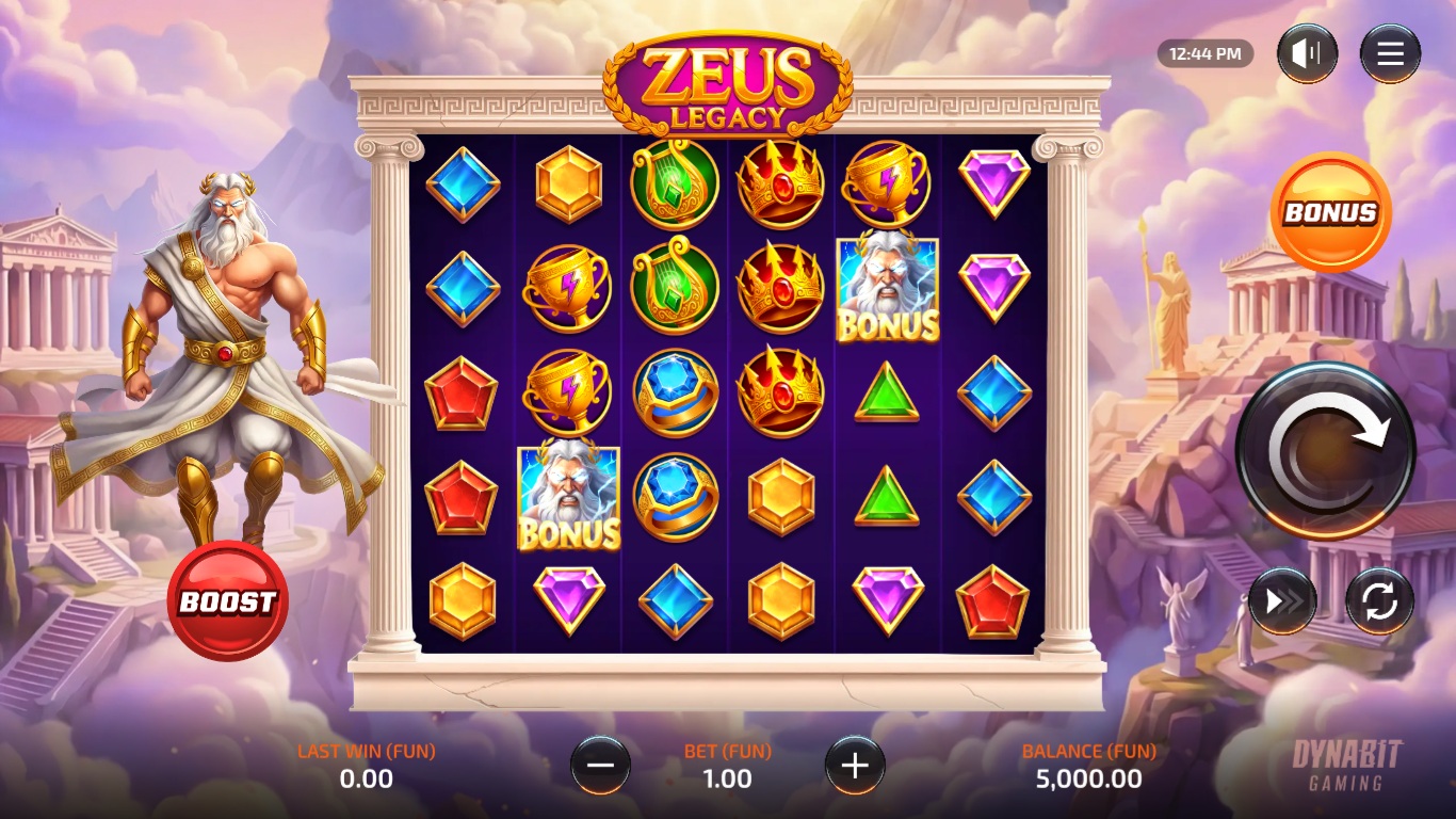 Zeus Legacy slot gameplay by Dynabit Gaming