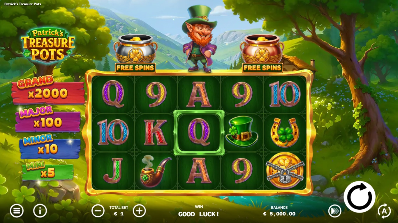 Patrick's Treasure Pots slot gameplay screen