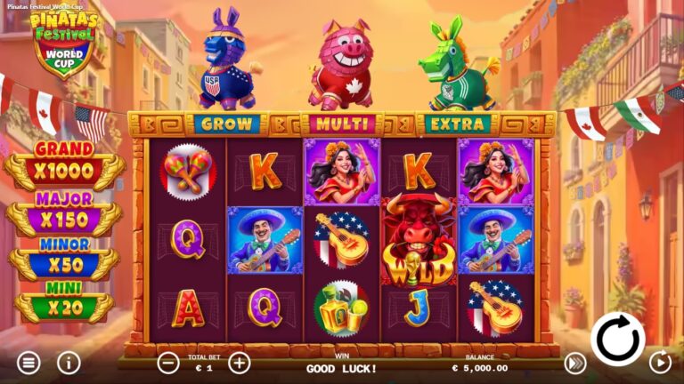 Pinatas Festival World Cup slot gameplay screen