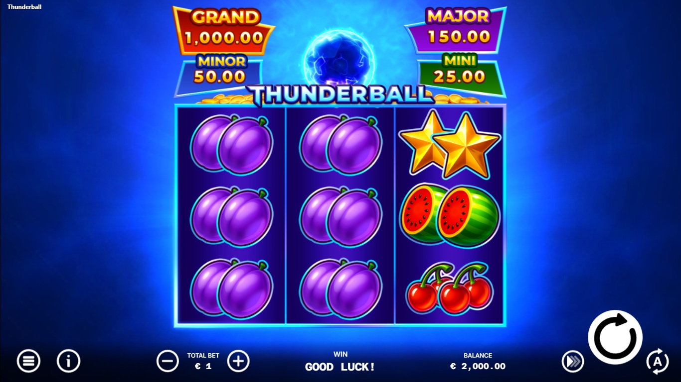 Thunderball slot gameplay screen