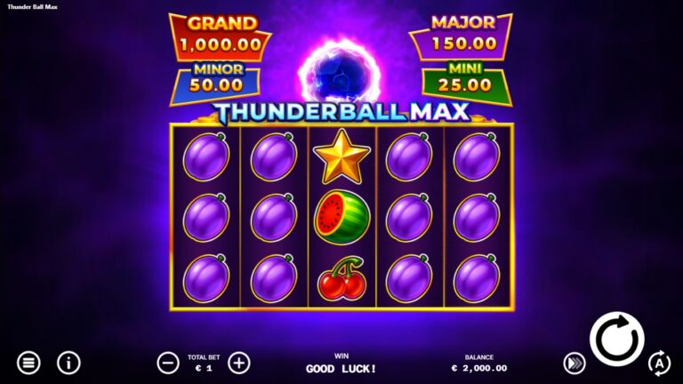 Thunderball Max slot gameplay screen