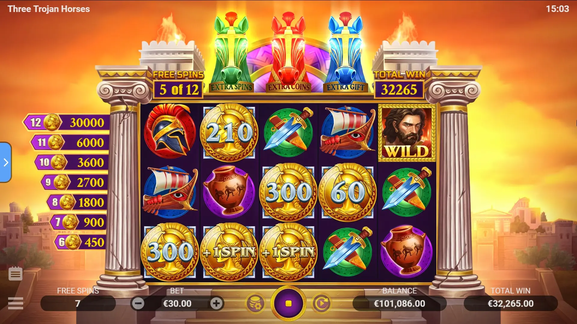 Three Trojan Horses slot gameplay