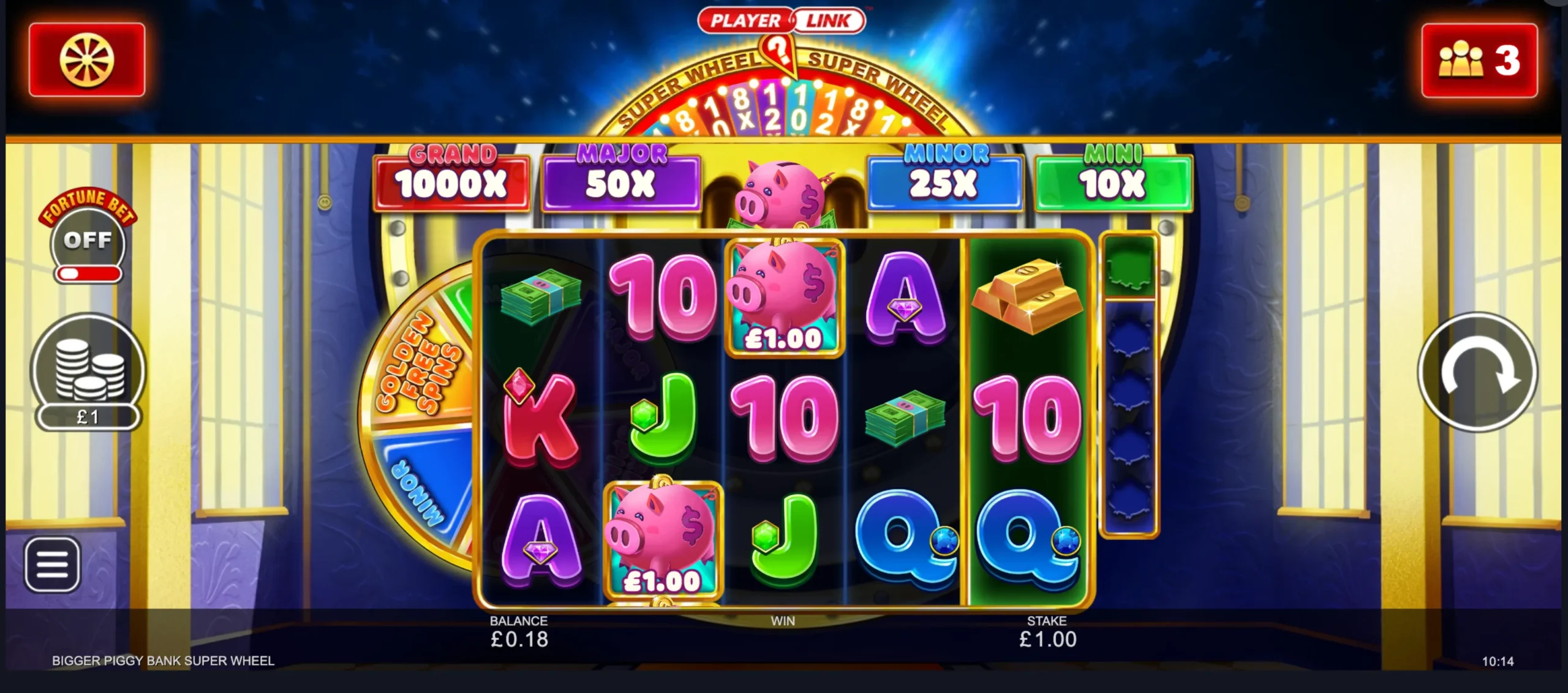Bigger Piggy Bank Super Wheel gameplay