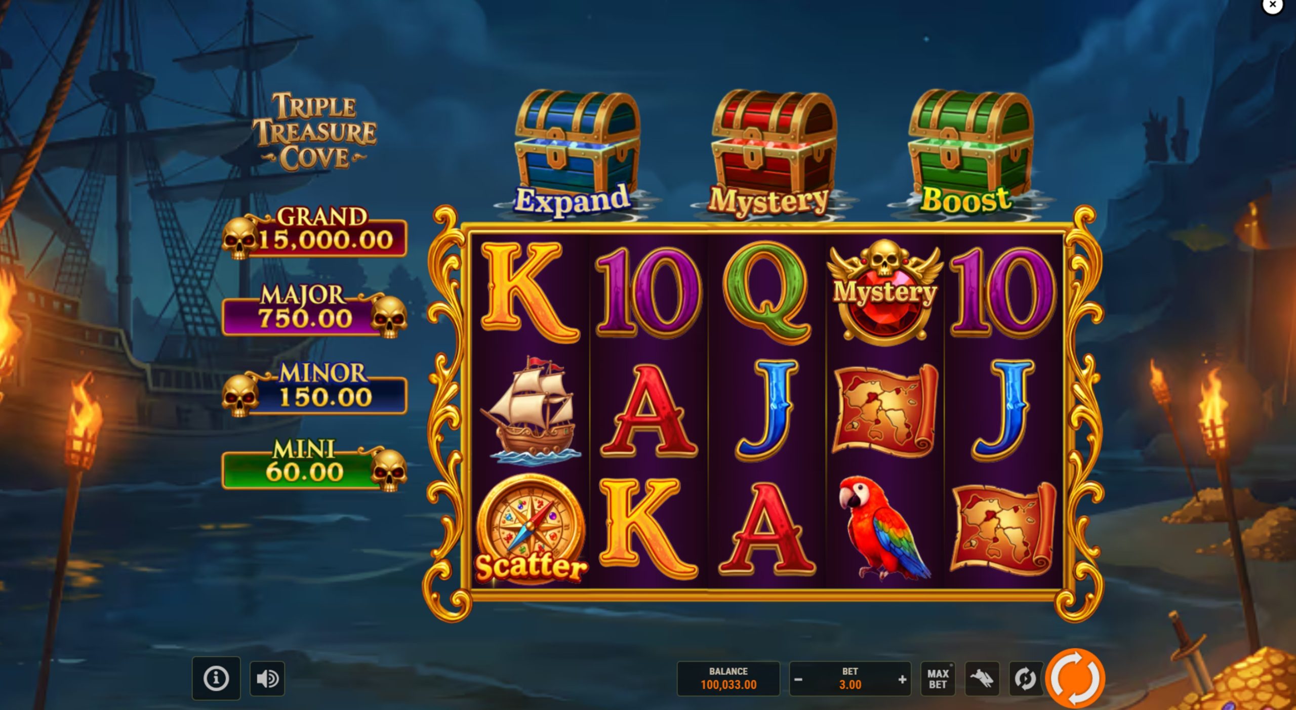 Triple Treasure Cove slot gameplay