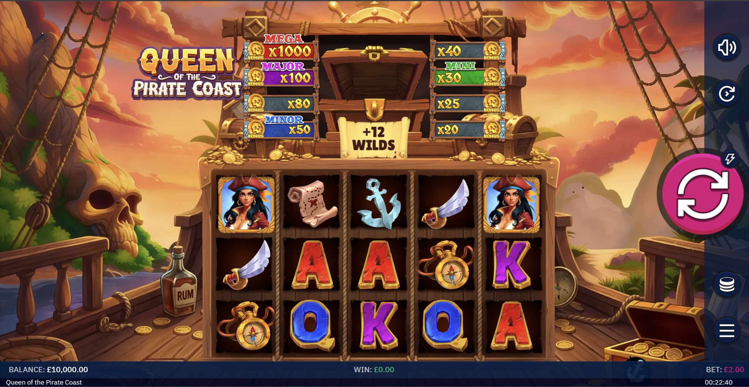 Queen of the Pirate Coast slot gameplay