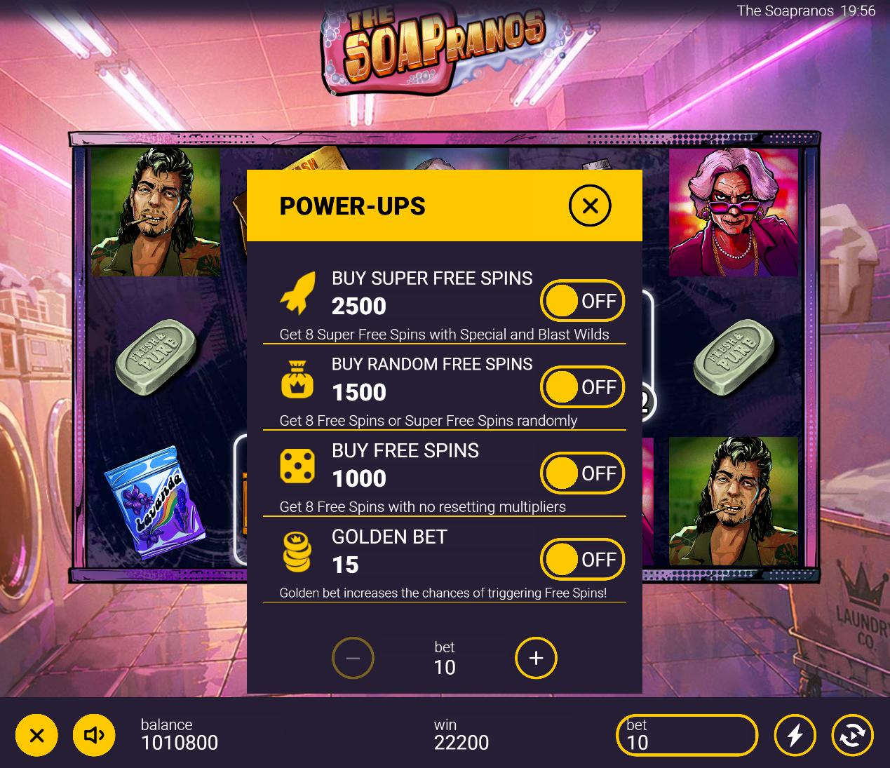 The Soapranos slot gameplay