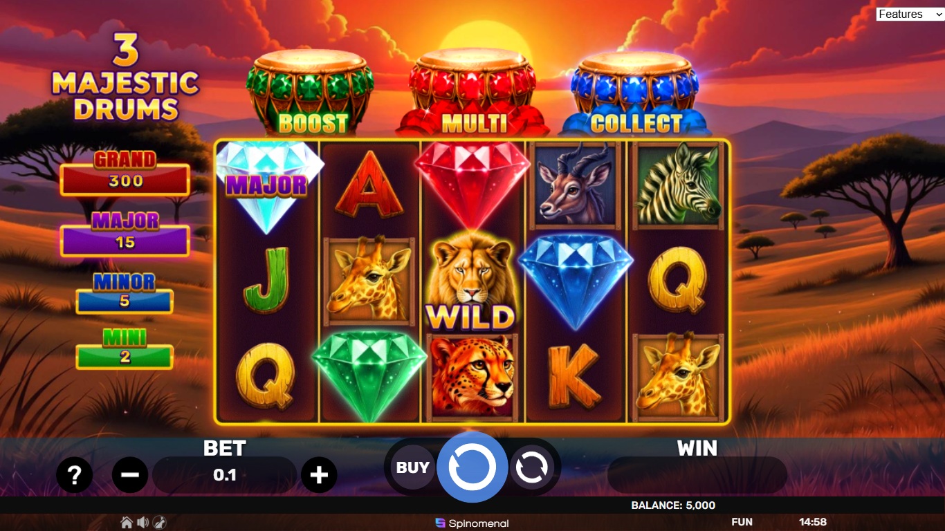 3 Majestic Drums slot gameplay
