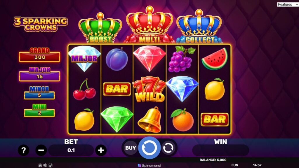 3 Sparking Crowns slot gameplay