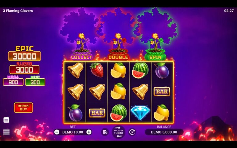 3 Flaming Clovers slot gameplay