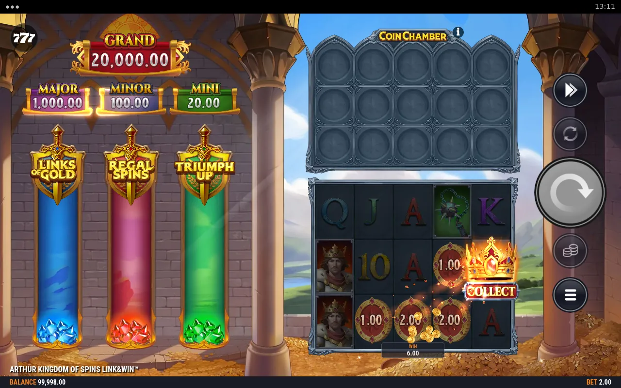 Arthur Kingdom of Spins Link&Win gameplay