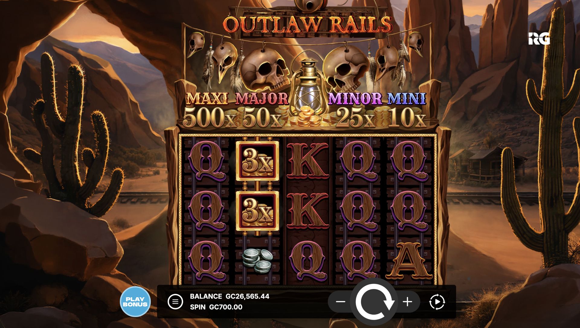 Outlaw Rails: Hold & Win gameplay