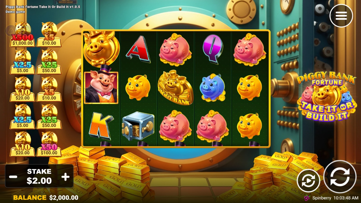 Piggy Bank Fortune Take It or Build It gameplay