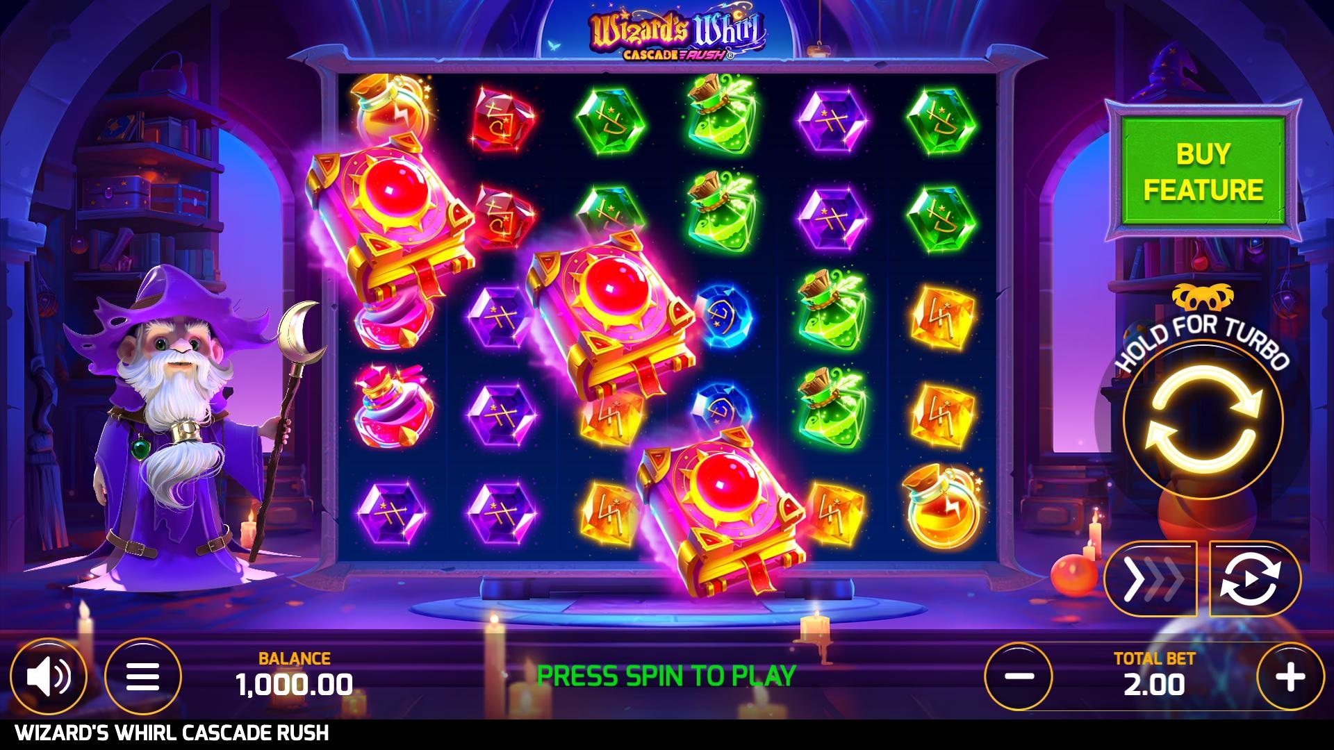 Wizard's Whirl Cascade Rush gameplay