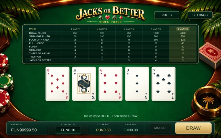 Jacks Or Better gameplay