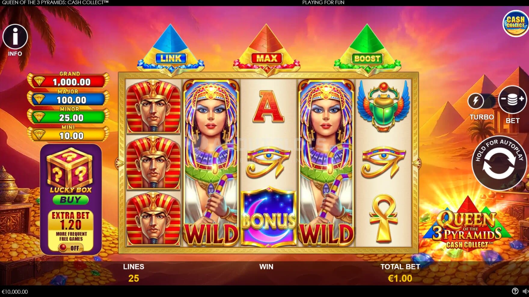 Queen of the 3 Pyramids: Cash Collect gameplay