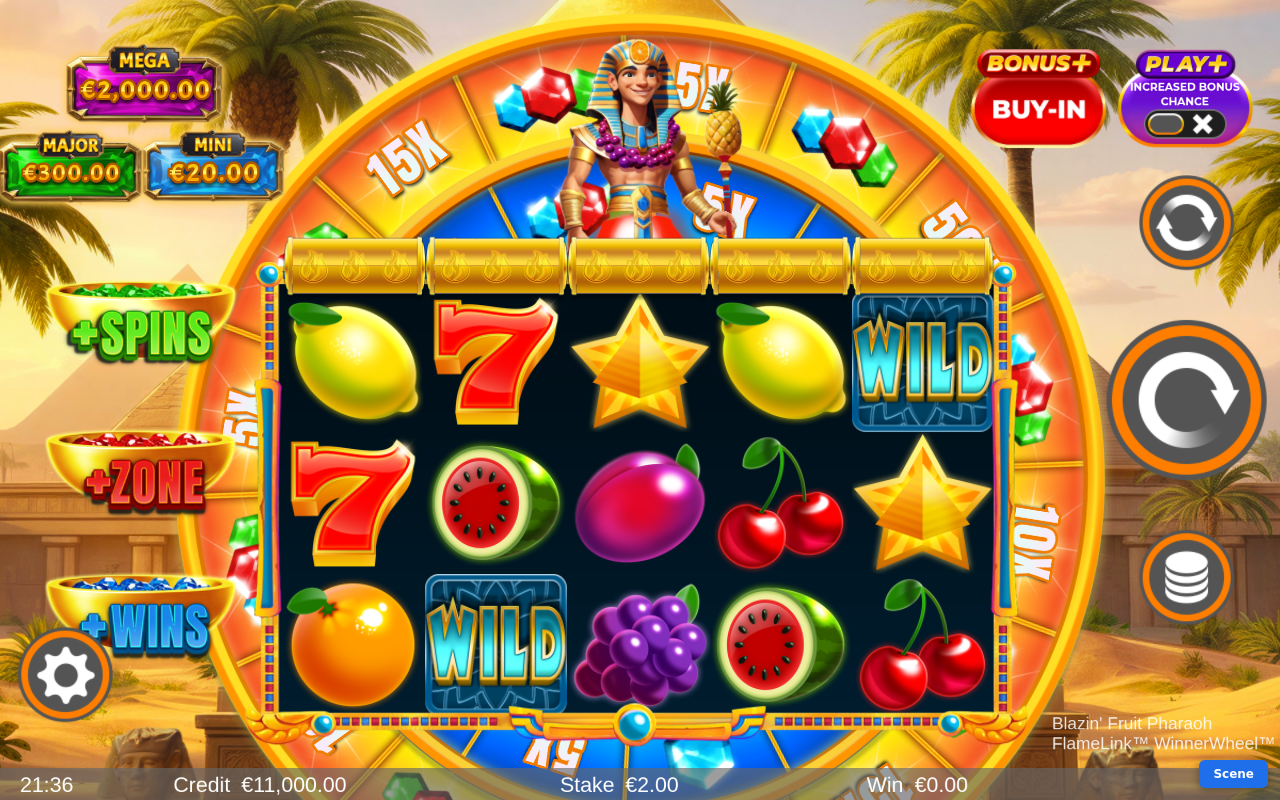 Blazin' Fruit Pharaoh FlameLink WinnerWheel gameplay