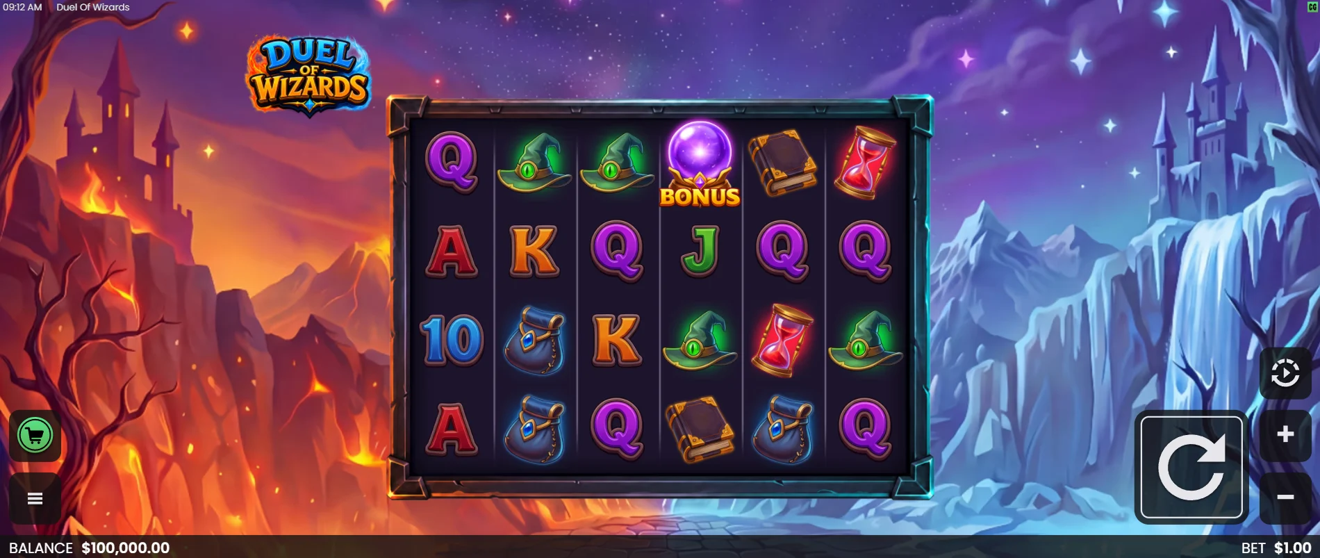Duel of Wizards slot gameplay screen