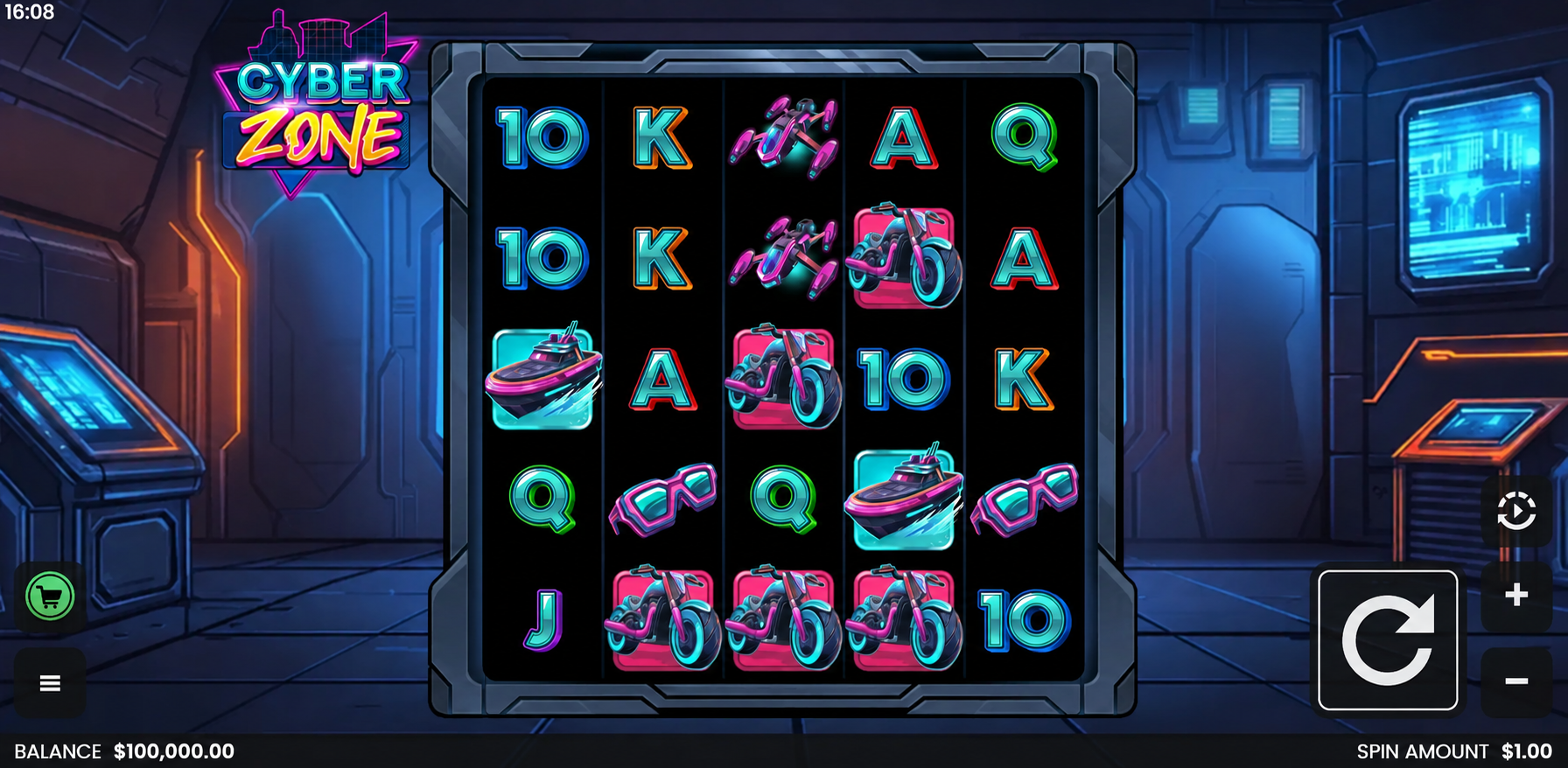 Cyber Zone slot gameplay screen