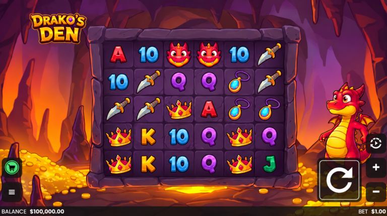 Drako's Den slot gameplay screen